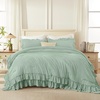 image:imageAndency Ivory Comforter Set Queen Size Lightweight Fluffy Farmhouse Ruffle Bedding Set Soft Polyester All Season Shabby Chic Bed Comforter Set 3 Pieces1 Comforter 2 PillowcasesSage