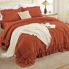 image:imageAndency Ivory Comforter Set Queen Size Lightweight Fluffy Farmhouse Ruffle Bedding Set Soft Polyester All Season Shabby Chic Bed Comforter Set 3 Pieces1 Comforter 2 PillowcasesTerracotta