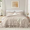 image:imageAndency Ivory Comforter Set Queen Size Lightweight Fluffy Farmhouse Ruffle Bedding Set Soft Polyester All Season Shabby Chic Bed Comforter Set 3 Pieces1 Comforter 2 PillowcasesTan Gingham