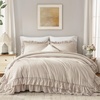 image:imageAndency Ivory Comforter Set Queen Size Lightweight Fluffy Farmhouse Ruffle Bedding Set Soft Polyester All Season Shabby Chic Bed Comforter Set 3 Pieces1 Comforter 2 PillowcasesTan Gingham