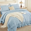 image:imageAndency Ivory Comforter Set Queen Size Lightweight Fluffy Farmhouse Ruffle Bedding Set Soft Polyester All Season Shabby Chic Bed Comforter Set 3 Pieces1 Comforter 2 PillowcasesLight Blue