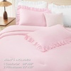 image:imageAndency Ivory Comforter Set Queen Size Lightweight Fluffy Farmhouse Ruffle Bedding Set Soft Polyester All Season Shabby Chic Bed Comforter Set 3 Pieces1 Comforter 2 PillowcasesPink