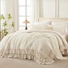 image:imageAndency Ivory Comforter Set Queen Size Lightweight Fluffy Farmhouse Ruffle Bedding Set Soft Polyester All Season Shabby Chic Bed Comforter Set 3 Pieces1 Comforter 2 PillowcasesBeige