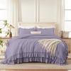 image:imageAndency Ivory Comforter Set Queen Size Lightweight Fluffy Farmhouse Ruffle Bedding Set Soft Polyester All Season Shabby Chic Bed Comforter Set 3 Pieces1 Comforter 2 PillowcasesGrayish Purple
