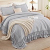 image:imageAndency Ivory Comforter Set Queen Size Lightweight Fluffy Farmhouse Ruffle Bedding Set Soft Polyester All Season Shabby Chic Bed Comforter Set 3 Pieces1 Comforter 2 PillowcasesLight Gray