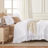 image:imageAndency Ivory Comforter Set Queen Size Lightweight Fluffy Farmhouse Ruffle Bedding Set Soft Polyester All Season Shabby Chic Bed Comforter Set 3 Pieces1 Comforter 2 PillowcasesWhite