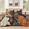 image:imageAndency Floral Boho Quilt Super King Plus Size Bedding Set Brown Black3 Pieces Farmhouse Flower Botanical Bedspreads with 2 Shams Soft Reversible Polyester Coverlet Set for All Season 128x120Floral Noir