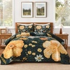 image:imageAndency Floral Boho Quilt Super King Plus Size Bedding Set Brown Black3 Pieces Farmhouse Flower Botanical Bedspreads with 2 Shams Soft Reversible Polyester Coverlet Set for All Season 128x120Honey Grove