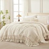 image:imageAndency Ivory Comforter Set Queen Size Lightweight Fluffy Farmhouse Ruffle Bedding Set Soft Polyester All Season Shabby Chic Bed Comforter Set 3 Pieces1 Comforter 2 PillowcasesBeige