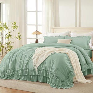 image:imageAndency Ivory Comforter Set Queen Size Lightweight Fluffy Farmhouse Ruffle Bedding Set Soft Polyester All Season Shabby Chic Bed Comforter Set 3 Pieces1 Comforter 2 PillowcasesSage