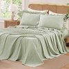 image:imageAndency King Size Gingham Ruffle Sheet Sage Green 4 Pieces 100 Yarn Dyed Cotton Sheet Sets Classic Plaid Decorative Bedding 2 Pillowcase amp 1 Flat Sheet amp 1 Fitted SheetSage Green