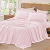 image:imageAndency King Size Gingham Ruffle Sheet Sage Green 4 Pieces 100 Yarn Dyed Cotton Sheet Sets Classic Plaid Decorative Bedding 2 Pillowcase amp 1 Flat Sheet amp 1 Fitted SheetPink