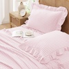image:imageAndency King Size Gingham Ruffle Sheet Sage Green 4 Pieces 100 Yarn Dyed Cotton Sheet Sets Classic Plaid Decorative Bedding 2 Pillowcase amp 1 Flat Sheet amp 1 Fitted SheetPink