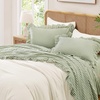image:imageAndency King Size Gingham Ruffle Sheet Sage Green 4 Pieces 100 Yarn Dyed Cotton Sheet Sets Classic Plaid Decorative Bedding 2 Pillowcase amp 1 Flat Sheet amp 1 Fitted SheetSage Green