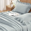 image:imageAndency King Size Gingham Ruffle Sheet Sage Green 4 Pieces 100 Yarn Dyed Cotton Sheet Sets Classic Plaid Decorative Bedding 2 Pillowcase amp 1 Flat Sheet amp 1 Fitted SheetBlue