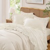 image:imageAndency King Size Gingham Ruffle Sheet Sage Green 4 Pieces 100 Yarn Dyed Cotton Sheet Sets Classic Plaid Decorative Bedding 2 Pillowcase amp 1 Flat Sheet amp 1 Fitted SheetBeige