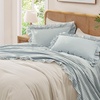 image:imageAndency King Size Gingham Ruffle Sheet Sage Green 4 Pieces 100 Yarn Dyed Cotton Sheet Sets Classic Plaid Decorative Bedding 2 Pillowcase amp 1 Flat Sheet amp 1 Fitted SheetBlue