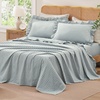 image:imageAndency King Size Gingham Ruffle Sheet Sage Green 4 Pieces 100 Yarn Dyed Cotton Sheet Sets Classic Plaid Decorative Bedding 2 Pillowcase amp 1 Flat Sheet amp 1 Fitted SheetBlue