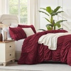 image:imageAndency Ruched Burgundy Queen Size Comforter Set Shabby Chic Pleated Bedding Sets 3 Pieces Lightweight Soft Boho Ruffle Bed Set for Girls Kids Women All SeasonBurgundy