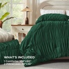 image:imageAndency Ruched Burgundy Queen Size Comforter Set Shabby Chic Pleated Bedding Sets 3 Pieces Lightweight Soft Boho Ruffle Bed Set for Girls Kids Women All SeasonDark Green
