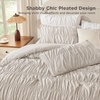 image:imageAndency Ruched Burgundy Queen Size Comforter Set Shabby Chic Pleated Bedding Sets 3 Pieces Lightweight Soft Boho Ruffle Bed Set for Girls Kids Women All SeasonLinen