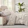 image:imageAndency Ruched Burgundy Queen Size Comforter Set Shabby Chic Pleated Bedding Sets 3 Pieces Lightweight Soft Boho Ruffle Bed Set for Girls Kids Women All SeasonLinen