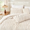 image:imageAndency Ruched Burgundy Queen Size Comforter Set Shabby Chic Pleated Bedding Sets 3 Pieces Lightweight Soft Boho Ruffle Bed Set for Girls Kids Women All SeasonBeige