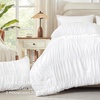 image:imageAndency Ruched Burgundy Queen Size Comforter Set Shabby Chic Pleated Bedding Sets 3 Pieces Lightweight Soft Boho Ruffle Bed Set for Girls Kids Women All SeasonWhite