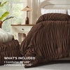 image:imageAndency Ruched Burgundy Queen Size Comforter Set Shabby Chic Pleated Bedding Sets 3 Pieces Lightweight Soft Boho Ruffle Bed Set for Girls Kids Women All SeasonBrown