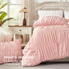 image:imageAndency Ruched Burgundy Queen Size Comforter Set Shabby Chic Pleated Bedding Sets 3 Pieces Lightweight Soft Boho Ruffle Bed Set for Girls Kids Women All SeasonBlush