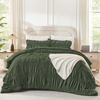 image:imageAndency Ruched Burgundy Queen Size Comforter Set Shabby Chic Pleated Bedding Sets 3 Pieces Lightweight Soft Boho Ruffle Bed Set for Girls Kids Women All SeasonOlive