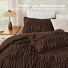 image:imageAndency Ruched Burgundy Queen Size Comforter Set Shabby Chic Pleated Bedding Sets 3 Pieces Lightweight Soft Boho Ruffle Bed Set for Girls Kids Women All SeasonBrown