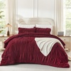 image:imageAndency Ruched Burgundy Queen Size Comforter Set Shabby Chic Pleated Bedding Sets 3 Pieces Lightweight Soft Boho Ruffle Bed Set for Girls Kids Women All SeasonBurgundy