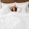 image:imageAndency Ruched Burgundy Queen Size Comforter Set Shabby Chic Pleated Bedding Sets 3 Pieces Lightweight Soft Boho Ruffle Bed Set for Girls Kids Women All SeasonWhite
