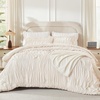 image:imageAndency Ruched Burgundy Queen Size Comforter Set Shabby Chic Pleated Bedding Sets 3 Pieces Lightweight Soft Boho Ruffle Bed Set for Girls Kids Women All SeasonBeige