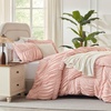 image:imageAndency Ruched Burgundy Queen Size Comforter Set Shabby Chic Pleated Bedding Sets 3 Pieces Lightweight Soft Boho Ruffle Bed Set for Girls Kids Women All SeasonBlush