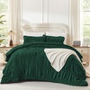 image:imageAndency Ruched Burgundy Queen Size Comforter Set Shabby Chic Pleated Bedding Sets 3 Pieces Lightweight Soft Boho Ruffle Bed Set for Girls Kids Women All SeasonDark Green