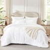 image:imageAndency Ruched Burgundy Queen Size Comforter Set Shabby Chic Pleated Bedding Sets 3 Pieces Lightweight Soft Boho Ruffle Bed Set for Girls Kids Women All SeasonWhite