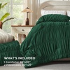image:imageAndency Ruched Burgundy Queen Size Comforter Set Shabby Chic Pleated Bedding Sets 3 Pieces Lightweight Soft Boho Ruffle Bed Set for Girls Kids Women All SeasonDark Green