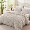 image:imageAndency Ruched Burgundy Queen Size Comforter Set Shabby Chic Pleated Bedding Sets 3 Pieces Lightweight Soft Boho Ruffle Bed Set for Girls Kids Women All SeasonLinen