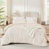 image:imageAndency Ruched Burgundy Queen Size Comforter Set Shabby Chic Pleated Bedding Sets 3 Pieces Lightweight Soft Boho Ruffle Bed Set for Girls Kids Women All SeasonBeige