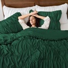 image:imageAndency Ruched Burgundy Queen Size Comforter Set Shabby Chic Pleated Bedding Sets 3 Pieces Lightweight Soft Boho Ruffle Bed Set for Girls Kids Women All SeasonDark Green