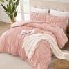 image:imageAndency Ruched Burgundy Queen Size Comforter Set Shabby Chic Pleated Bedding Sets 3 Pieces Lightweight Soft Boho Ruffle Bed Set for Girls Kids Women All SeasonBlush