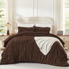 image:imageAndency Ruched Burgundy Queen Size Comforter Set Shabby Chic Pleated Bedding Sets 3 Pieces Lightweight Soft Boho Ruffle Bed Set for Girls Kids Women All SeasonBrown