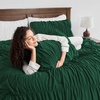 image:imageAndency Ruched Burgundy Queen Size Comforter Set Shabby Chic Pleated Bedding Sets 3 Pieces Lightweight Soft Boho Ruffle Bed Set for Girls Kids Women All SeasonDark Green