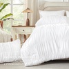 image:imageAndency Ruched Burgundy Queen Size Comforter Set Shabby Chic Pleated Bedding Sets 3 Pieces Lightweight Soft Boho Ruffle Bed Set for Girls Kids Women All SeasonWhite