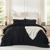 image:imageAndency Ruched Burgundy Queen Size Comforter Set Shabby Chic Pleated Bedding Sets 3 Pieces Lightweight Soft Boho Ruffle Bed Set for Girls Kids Women All SeasonBlack