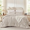 image:imageAndency Ruched Burgundy Queen Size Comforter Set Shabby Chic Pleated Bedding Sets 3 Pieces Lightweight Soft Boho Ruffle Bed Set for Girls Kids Women All SeasonLinen