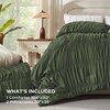 image:imageAndency Ruched Burgundy Queen Size Comforter Set Shabby Chic Pleated Bedding Sets 3 Pieces Lightweight Soft Boho Ruffle Bed Set for Girls Kids Women All SeasonOlive