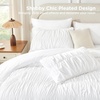 image:imageAndency Ruched Burgundy Queen Size Comforter Set Shabby Chic Pleated Bedding Sets 3 Pieces Lightweight Soft Boho Ruffle Bed Set for Girls Kids Women All SeasonWhite
